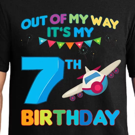 Out of my way it's my 7th birthday aviation airplane Pajama Set