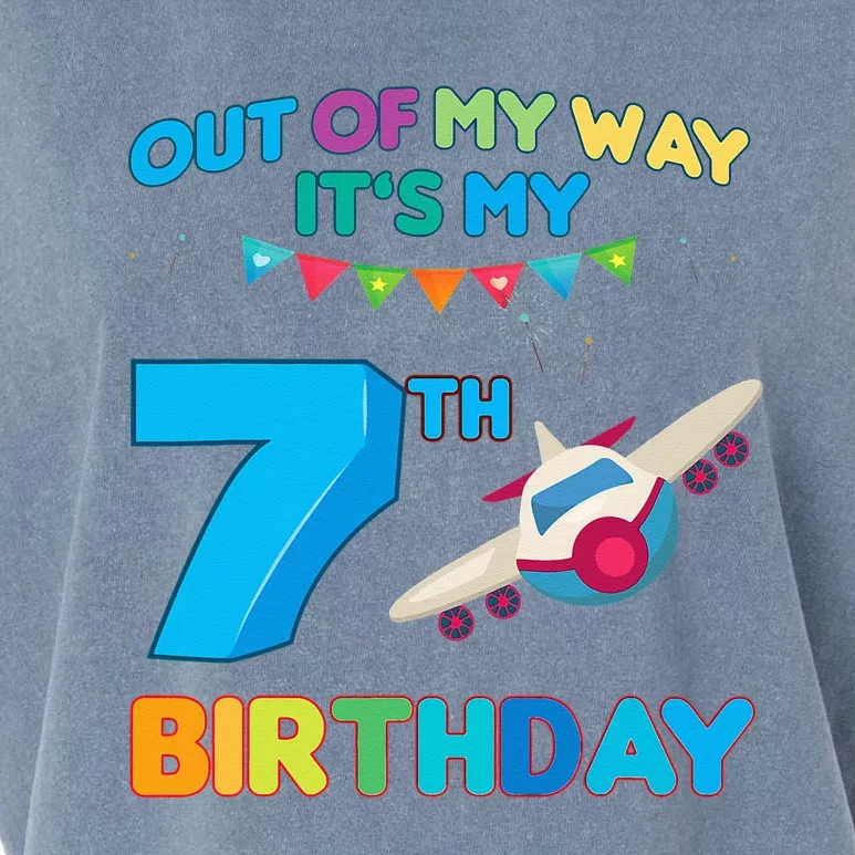 Out of my way it's my 7th birthday aviation airplane Garment-Dyed Women's Muscle Tee