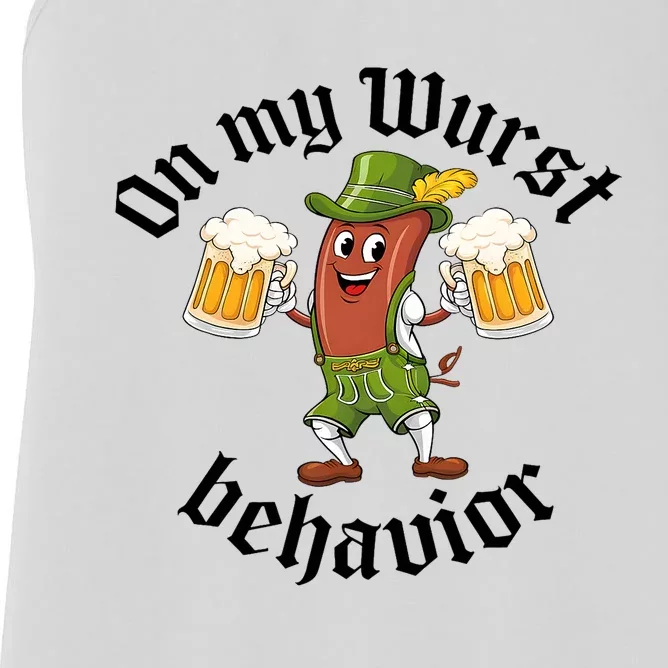 Oktoberfest On My Wurst Behavior Funny German Women's Racerback Tank