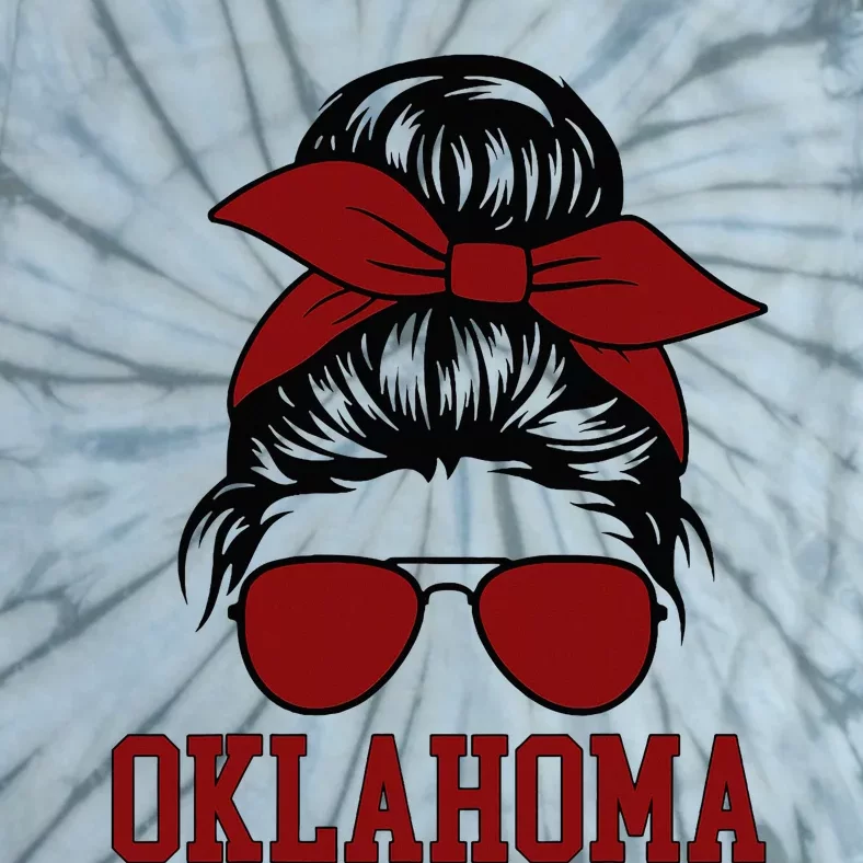 Oklahoma Ok Messy Bun Varsity Sports Tie-Dye T-Shirt