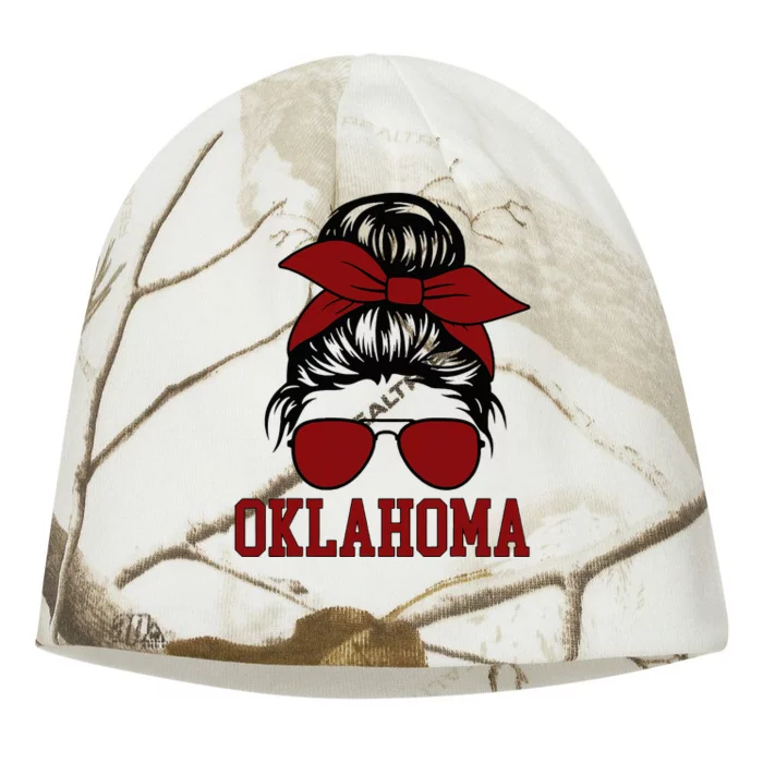 Oklahoma Ok Messy Bun Varsity Sports Kati - Camo Knit Beanie