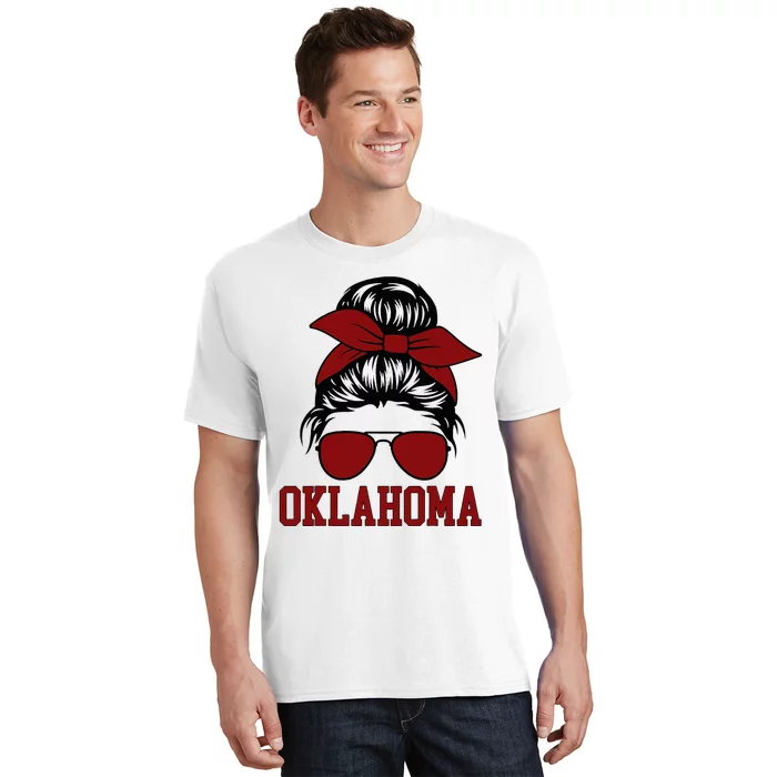 Oklahoma Ok Messy Bun Varsity Sports T-Shirt