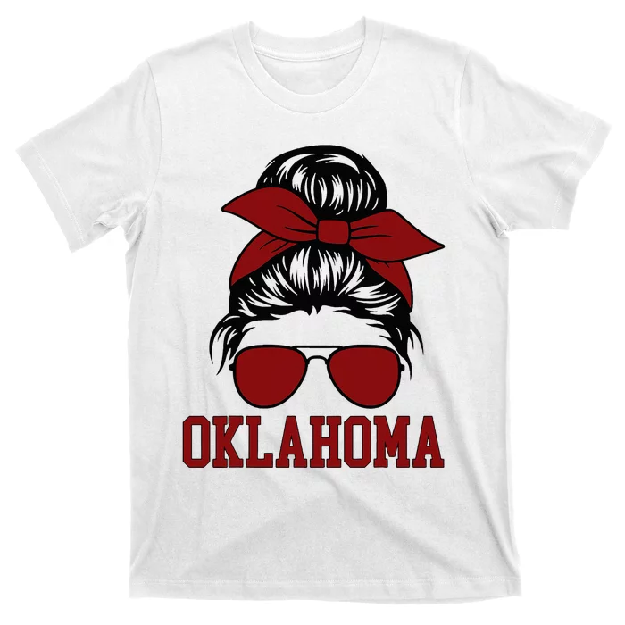 Oklahoma Ok Messy Bun Varsity Sports T-Shirt