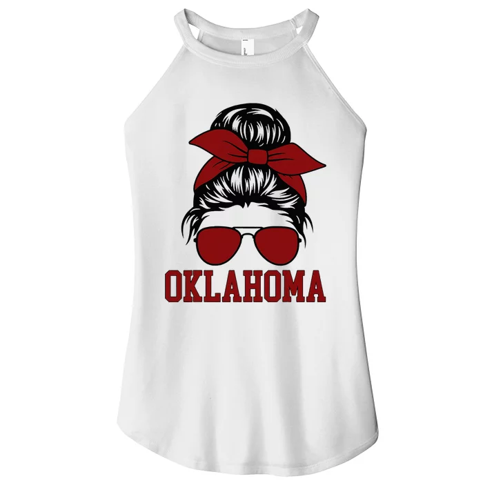 Oklahoma Ok Messy Bun Varsity Sports Women’s Perfect Tri Rocker Tank