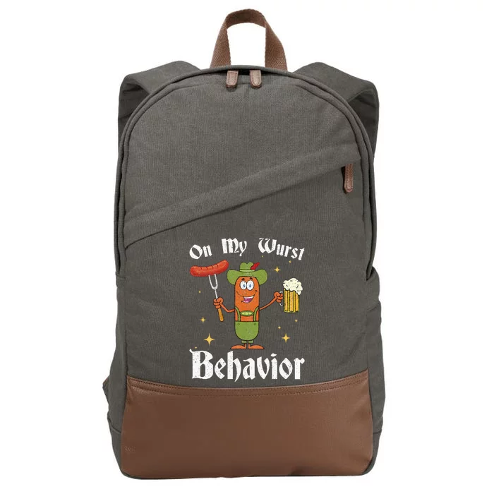 Oktoberfest On My Wurst Behavior Funny German Cotton Canvas Backpack