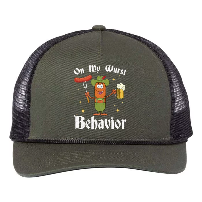 Oktoberfest On My Wurst Behavior Funny German Retro Rope Trucker Hat Cap