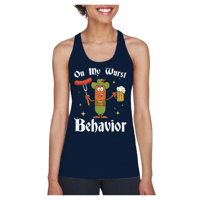 Oktoberfest On My Wurst Behavior Funny German Women's Racerback Tank