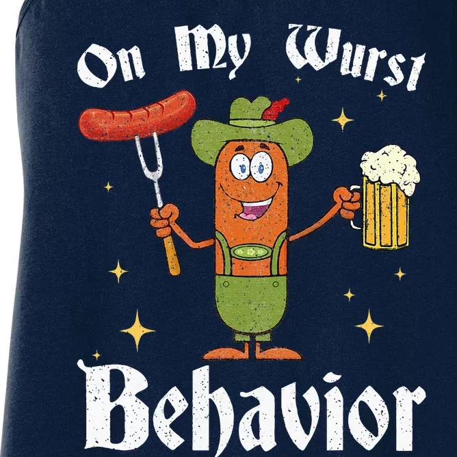 Oktoberfest On My Wurst Behavior Funny German Women's Racerback Tank