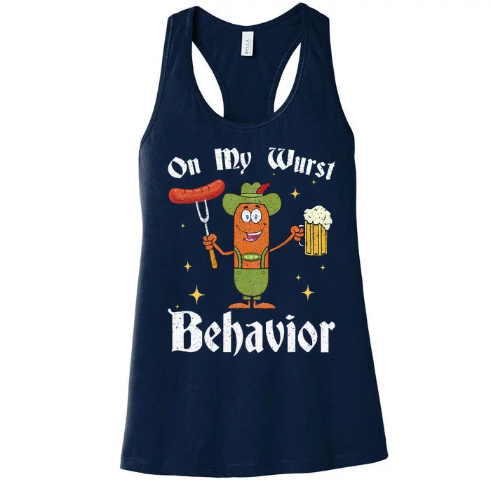 Oktoberfest On My Wurst Behavior Funny German Women's Racerback Tank