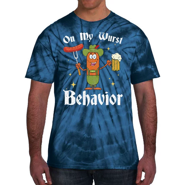 Oktoberfest On My Wurst Behavior Funny German Tie-Dye T-Shirt