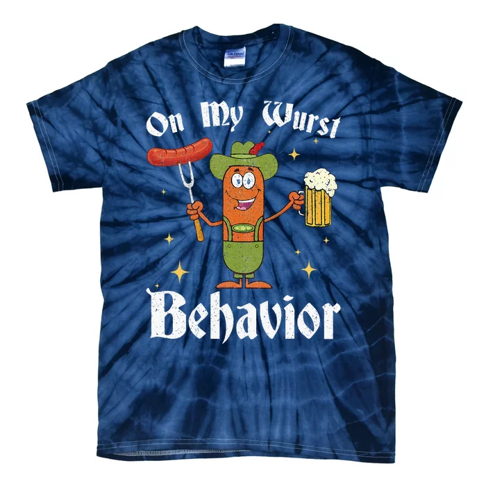 Oktoberfest On My Wurst Behavior Funny German Tie-Dye T-Shirt