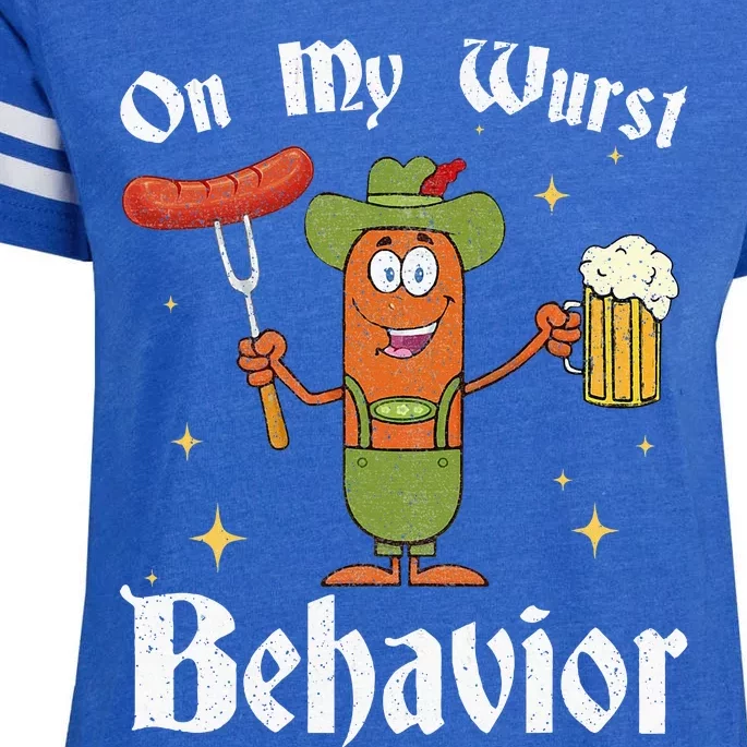 Oktoberfest On My Wurst Behavior Funny German Enza Ladies Jersey Football T-Shirt