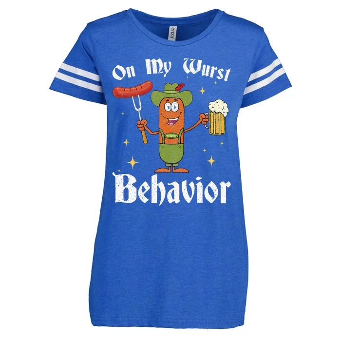 Oktoberfest On My Wurst Behavior Funny German Enza Ladies Jersey Football T-Shirt