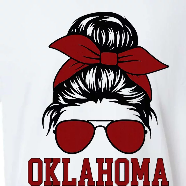 Oklahoma Ok Messy Bun Varsity Sports Sueded Cloud Jersey T-Shirt