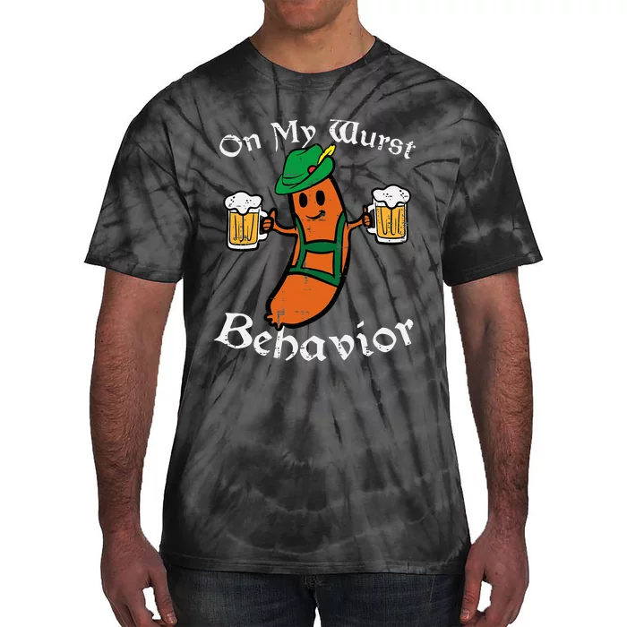 Oktoberfest On My Wurst Behavior Funny German Tie-Dye T-Shirt