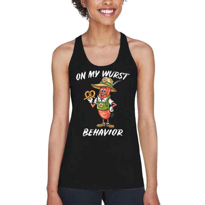 Oktoberfest On My Wurst Behavior Women's Racerback Tank