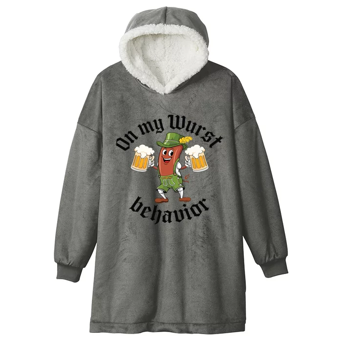 Oktoberfest On My Wurst Behavior Funny German Hooded Wearable Blanket