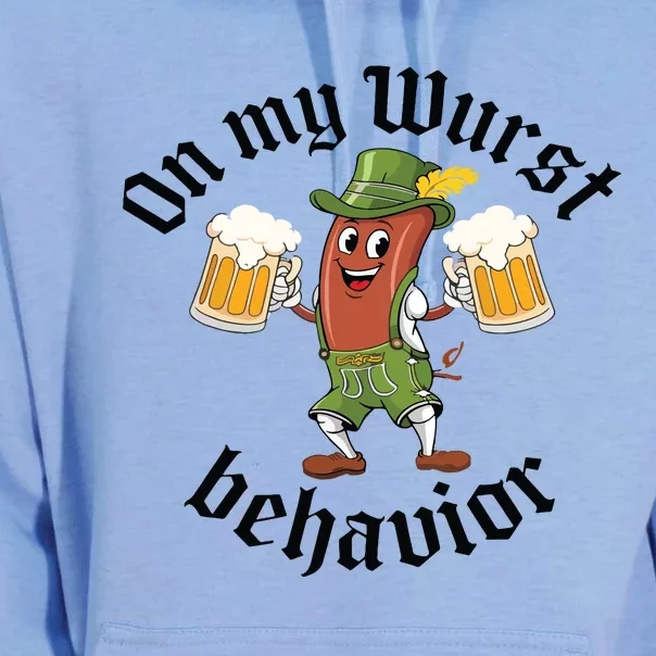 Oktoberfest On My Wurst Behavior Funny German Unisex Surf Hoodie