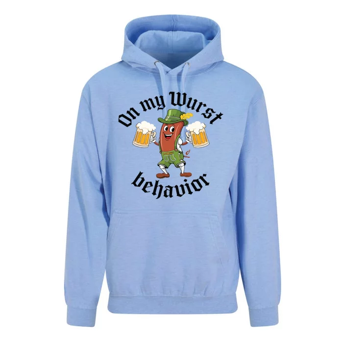 Oktoberfest On My Wurst Behavior Funny German Unisex Surf Hoodie