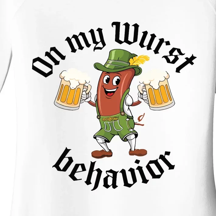 Oktoberfest On My Wurst Behavior Funny German Women's Perfect Tri Tunic Long Sleeve Shirt