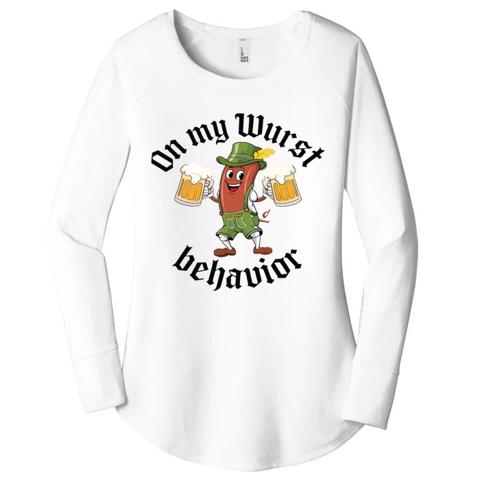 Oktoberfest On My Wurst Behavior Funny German Women's Perfect Tri Tunic Long Sleeve Shirt