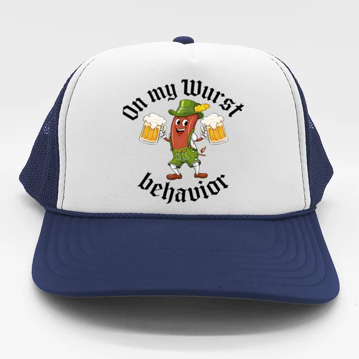 Oktoberfest On My Wurst Behavior Trucker Hat