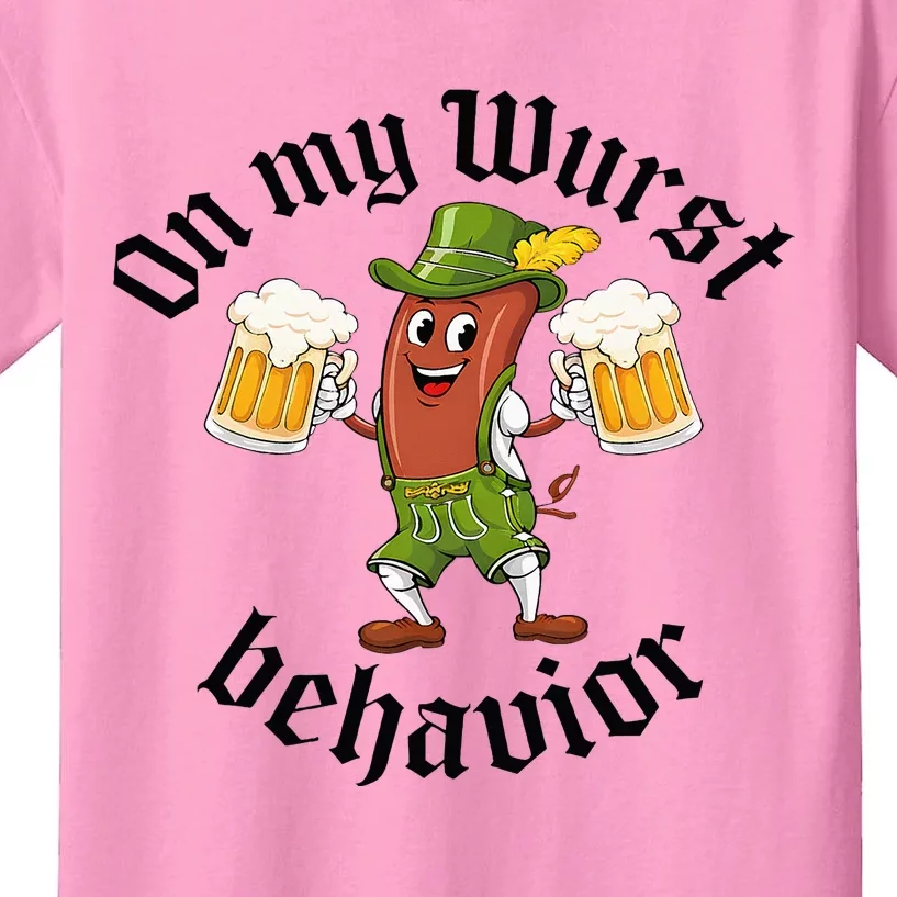 Oktoberfest On My Wurst Behavior Kids T-Shirt