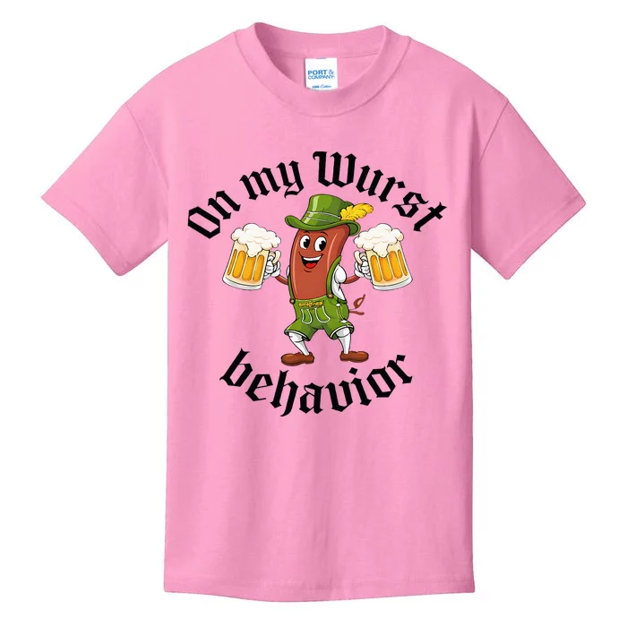 Oktoberfest On My Wurst Behavior Kids T-Shirt