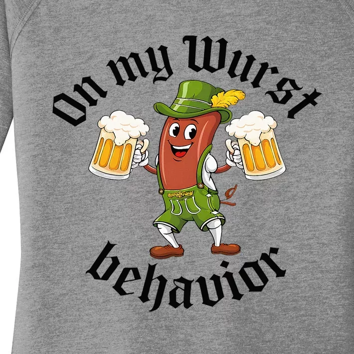 Oktoberfest On My Wurst Behavior Women's Perfect Tri Tunic Long Sleeve Shirt