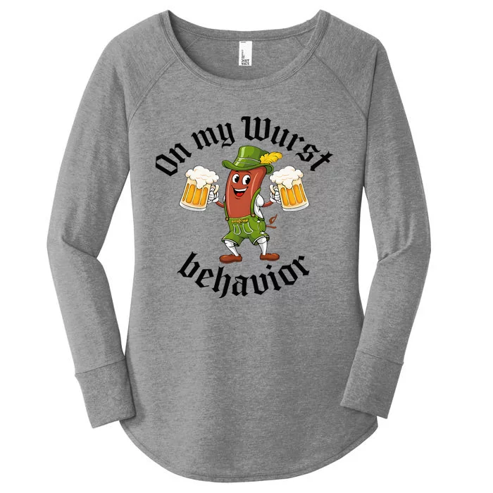 Oktoberfest On My Wurst Behavior Women's Perfect Tri Tunic Long Sleeve Shirt