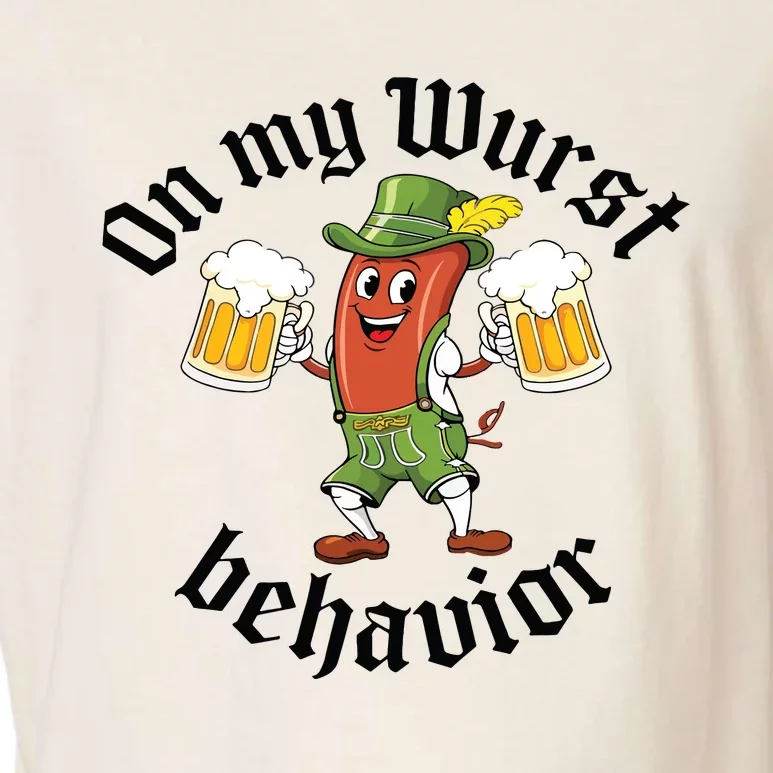 Oktoberfest On My Wurst Behavior Funny German Garment-Dyed Women's Muscle Tee