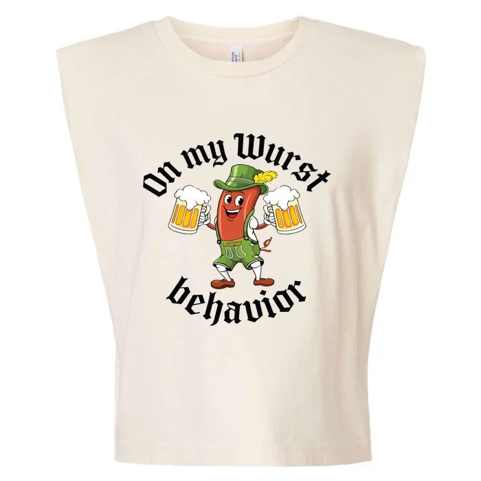 Oktoberfest On My Wurst Behavior Funny German Garment-Dyed Women's Muscle Tee