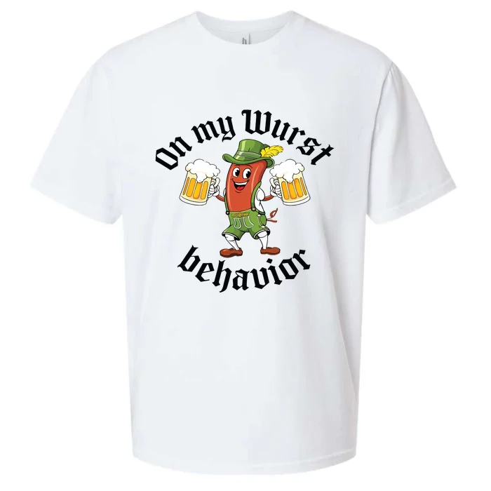 Oktoberfest On My Wurst Behavior Funny German Sueded Cloud Jersey T-Shirt