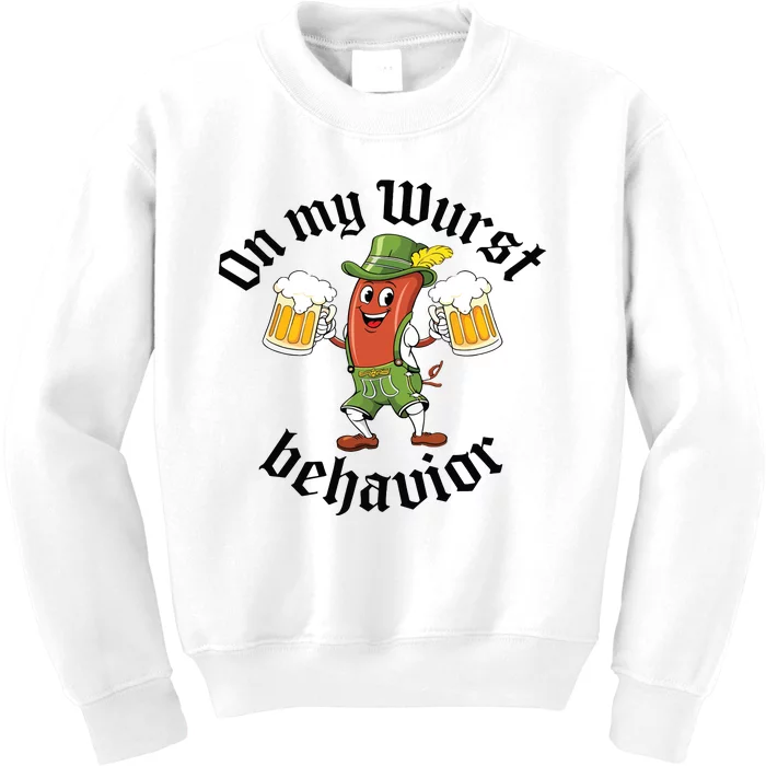 Oktoberfest On My Wurst Behavior Funny German Kids Sweatshirt