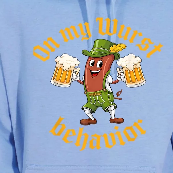 Oktoberfest On My Wurst Behavior Funny German Unisex Surf Hoodie