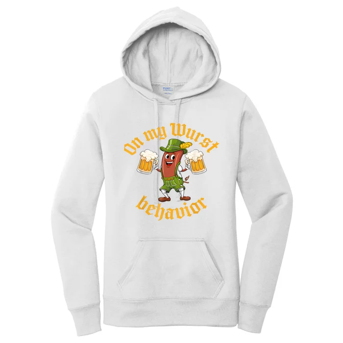 Oktoberfest On My Wurst Behavior Funny German Women's Pullover Hoodie