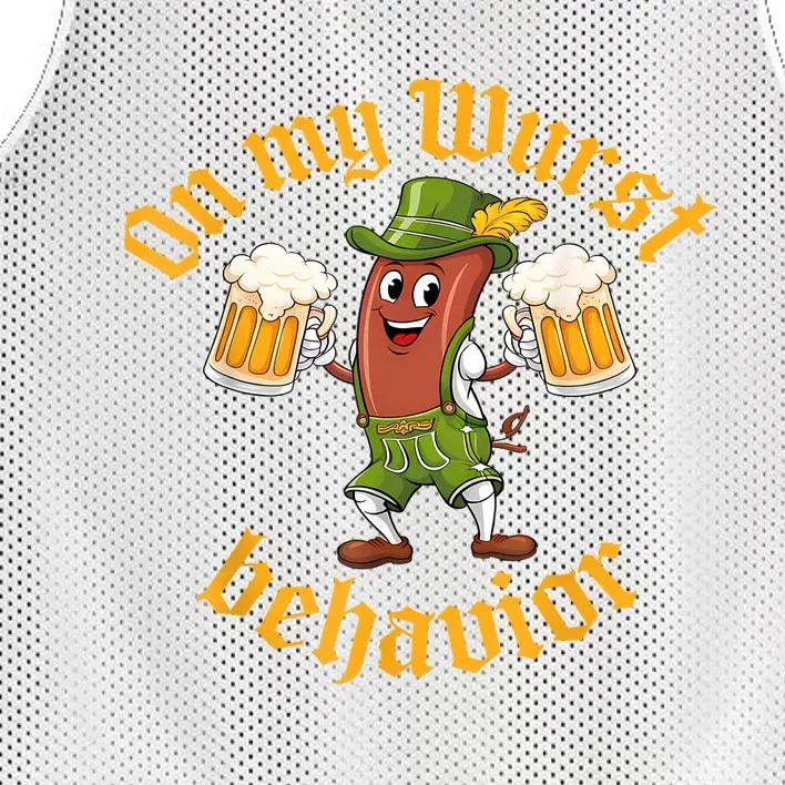 Oktoberfest On My Wurst Behavior Funny German Mesh Reversible Basketball Jersey Tank