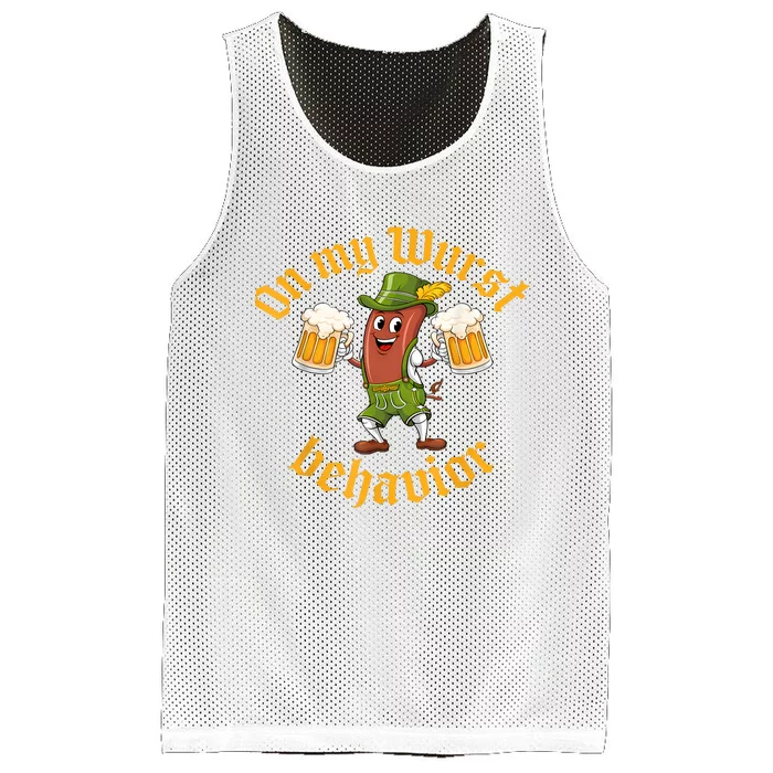 Oktoberfest On My Wurst Behavior Funny German Mesh Reversible Basketball Jersey Tank