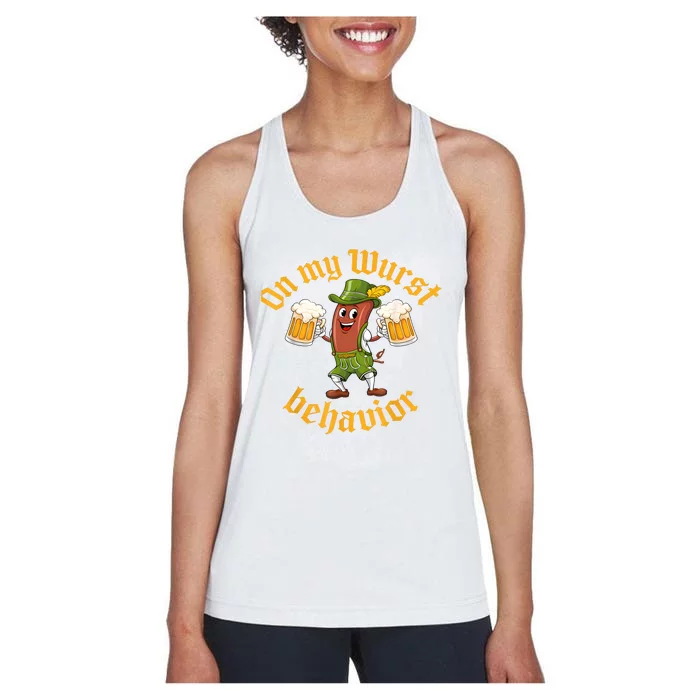 Oktoberfest On My Wurst Behavior Funny German Women's Racerback Tank