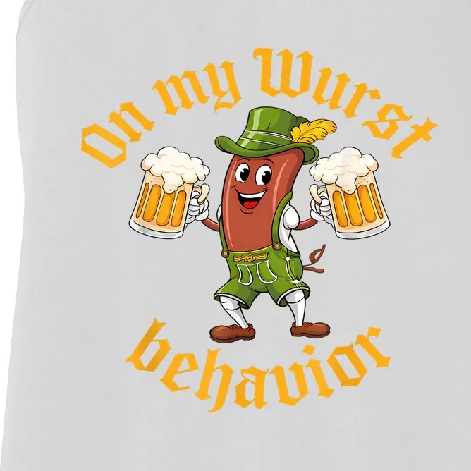 Oktoberfest On My Wurst Behavior Funny German Women's Racerback Tank