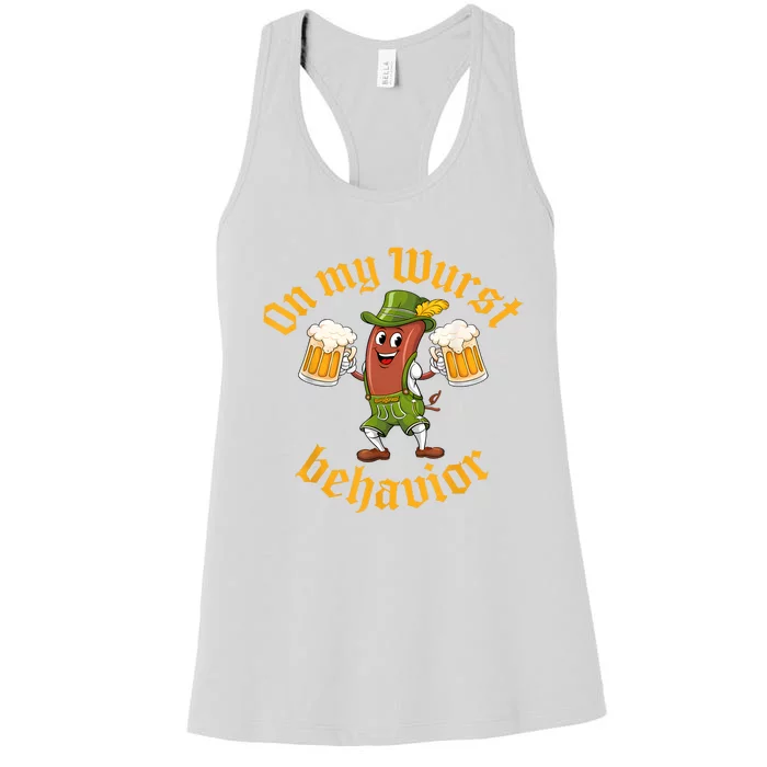 Oktoberfest On My Wurst Behavior Funny German Women's Racerback Tank