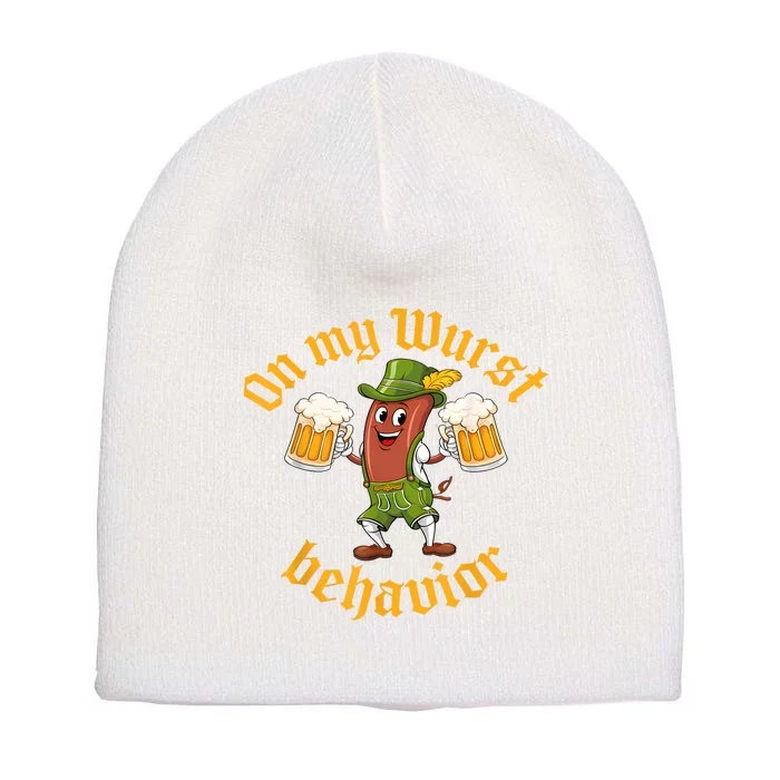 Oktoberfest On My Wurst Behavior Funny German Short Acrylic Beanie