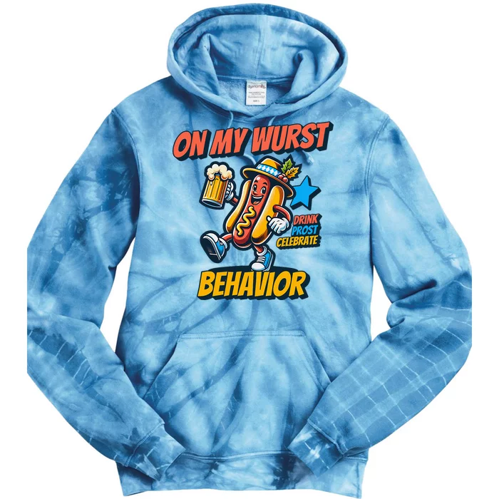 Oktoberfest On My Wurst Behavior German Drinking Party Tie Dye Hoodie