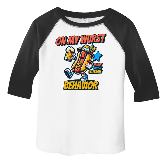 Oktoberfest On My Wurst Behavior German Drinking Party Toddler Fine Jersey T-Shirt