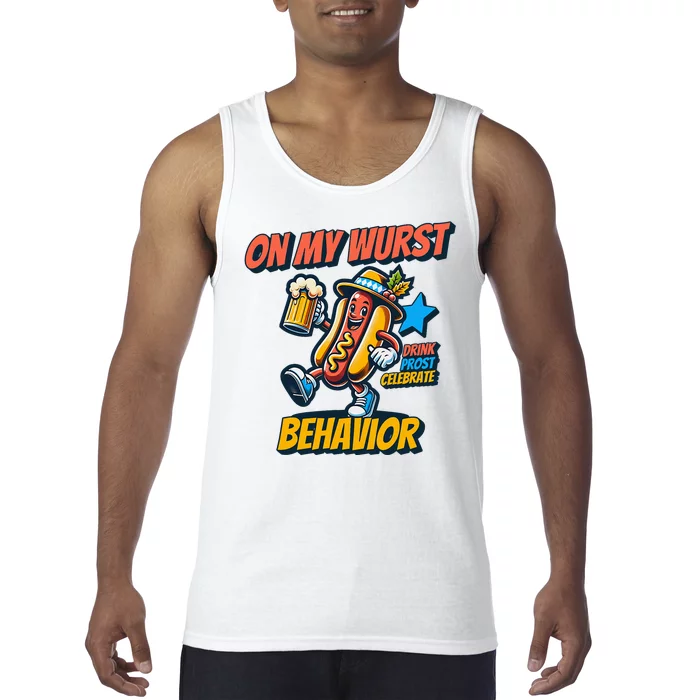 Oktoberfest On My Wurst Behavior German Drinking Party Tank Top