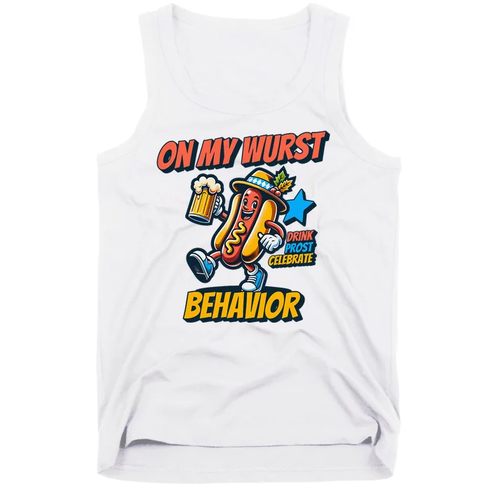 Oktoberfest On My Wurst Behavior German Drinking Party Tank Top