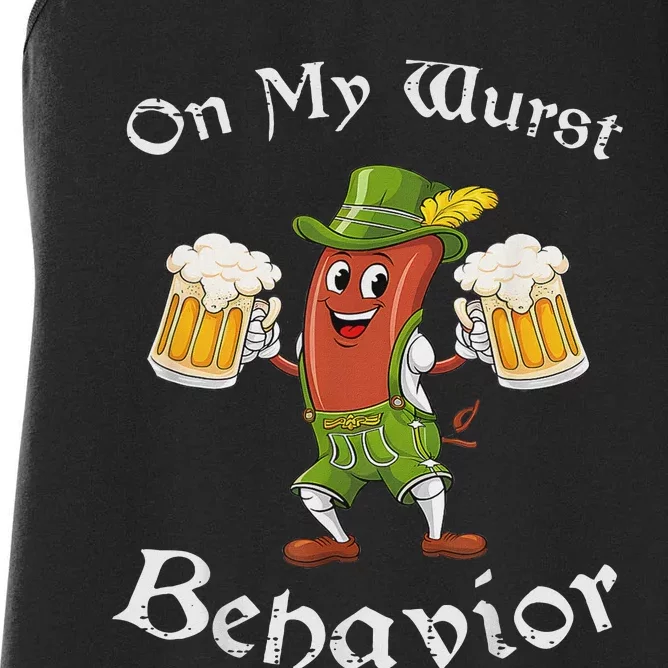 Oktoberfest On My Wurst Behavior Funny German Women Women's Racerback Tank