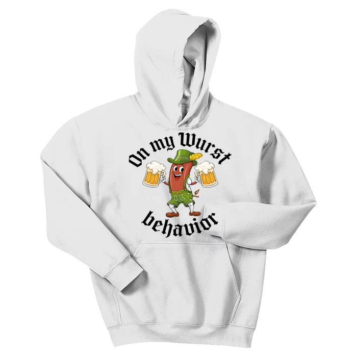 Oktoberfest On My Wurst Behavior Funny German Kids Hoodie