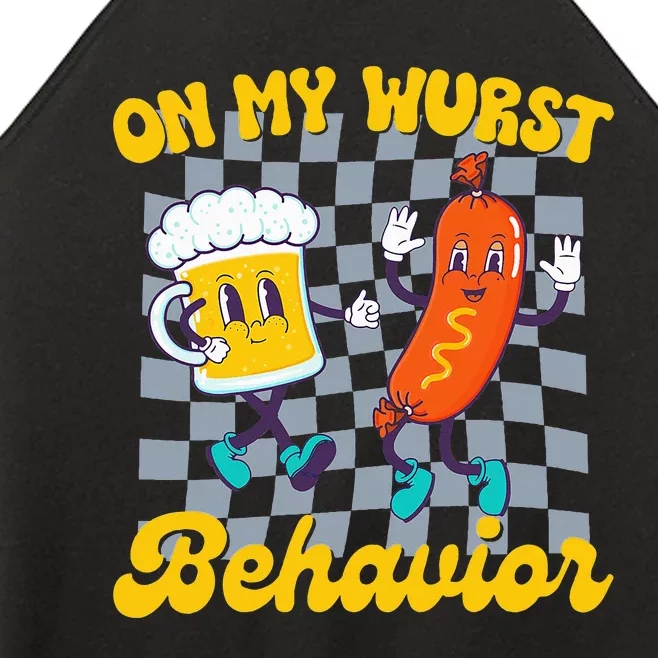 Oktoberfest On My Wurst Behavior Retro Groovy Beer Women’s Perfect Tri Rocker Tank