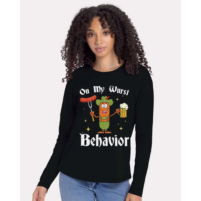 Oktoberfest On My Wurst Behavior Womens Cotton Relaxed Long Sleeve T-Shirt